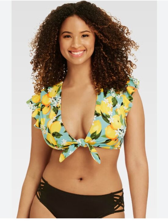 Miracle Brands Other - Beach Betty - Lemon Print Crop Bikini Top